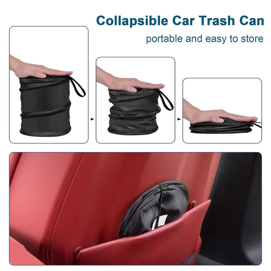 Car Trash Can, 2 Packs Mini Collapsible Pop-up Car Garbage Can, Waterproof Hanging Car Trash Bag with Velcro, V1250-QLSC010