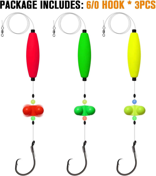 Pre-Tied Catfish Rig System, 23 Inch 55LB Santee Cooper Catfish Float Rig with Adjustable EVA Slip Float and V1250-QLSC028-CF6H3