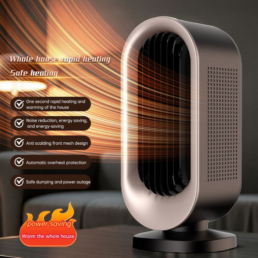 Desktop Vertical Space Heater with Remote Control, Fast Heating PTC Electric Fan Heater, Portable Mini Winter Electric Space Heater for Bedroom Office Home Indoor Heating(Black & Gold)