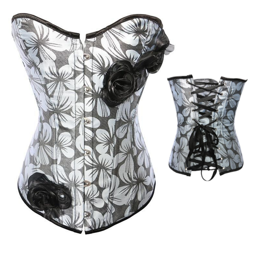 House Of Dasein Floral Over Bust Corset Erotic Lingerie Kink Bdsm Fetish - Blue - M V1257-15332087857218