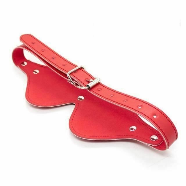 House Of Dasein Leather Blindfold Eye Mask Bdsm Bondage Restraint - Red V1257-15604121075778