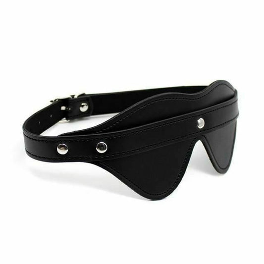 House Of Dasein Leather Blindfold Eye Mask Bdsm Bondage Restraint - Black With Strap V1257-15604121272386