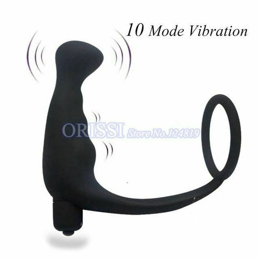House Of Dasein Anal Vibrator Cock Ring Testicle Male Prostate Massager - Black - Model F V1257-16063316492354