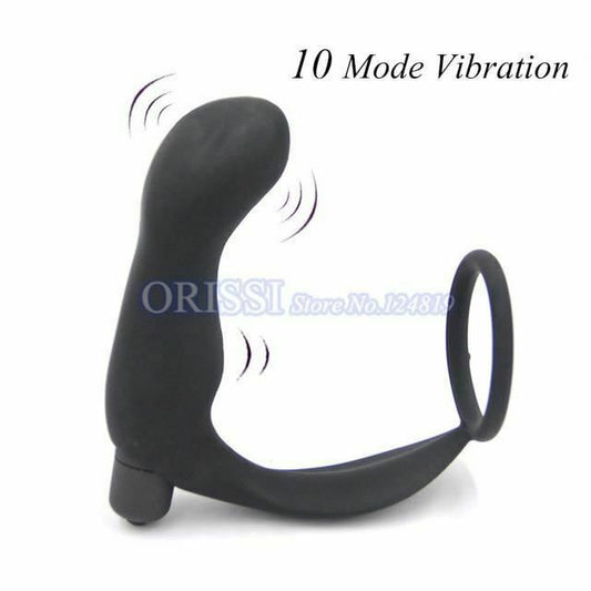 House Of Dasein Anal Vibrator Cock Ring Testicle Male Prostate Massager - Black - Model H V1257-16063316557890