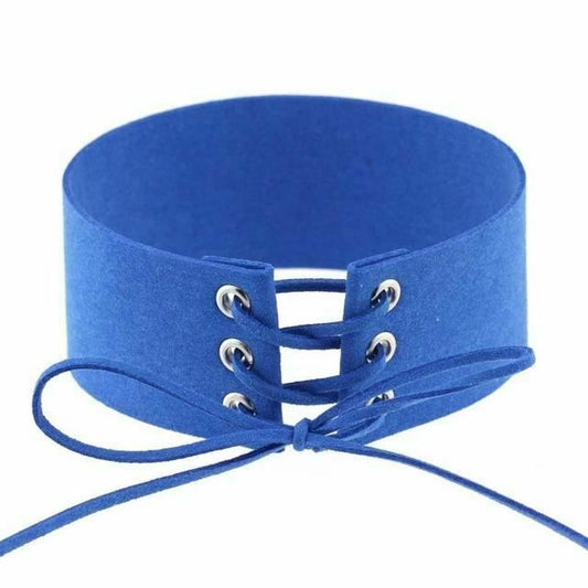 House Of Dasein Bdsm Lace Up Collar Sexy Submissive Choker Necklace Bondage Restraints - Blue V1257-16199765164098