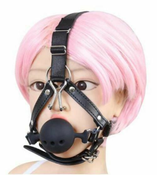 House Of Dasein Ball Gag Head Harness Mask Muzzle Blindfold Bondage Kink Bdsm Fetish Restraints - Style E V1257-16225650966594