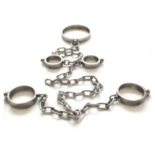House Of Dasein Metal Restraints Set Stainless Steel Locking Collar Cuffs Kit Bdsm - Female V1257-16572429434946