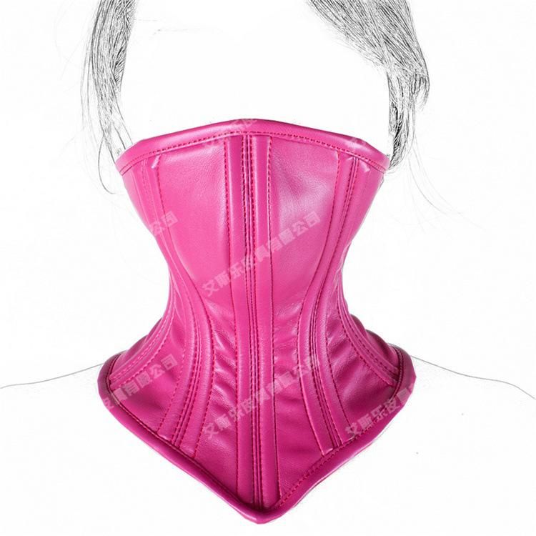 House Of Dasein White Pink Leather Neck Corset Mask Bdsm Submissive - Rose V1257-16583263912002