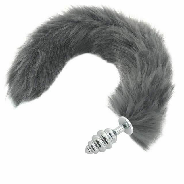 House Of Dasein Grey Long Fox Kitten Puppy Tail Butt Plug Bdsm Pet Play Fetish - Grey - Medium 114 V1257-30366012899466