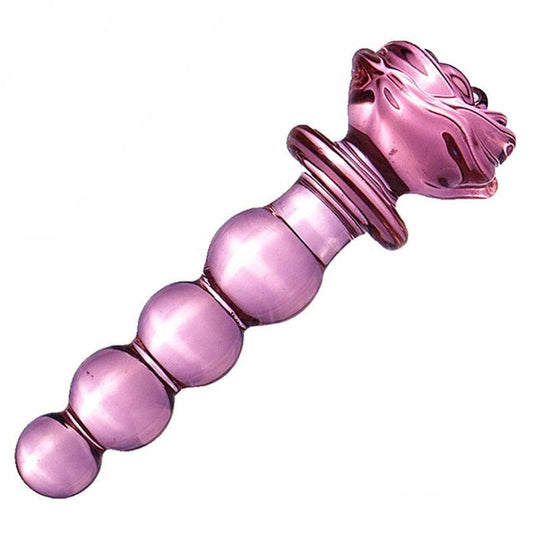 House Of Dasein Pink Rose Smooth Anal Beads Butt Plug Glass Dildo - Rose - 14.5Cm X 5Cm V1257-30370361049226