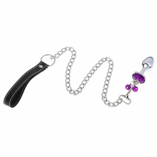 House Of Dasein Small Metal Butt Rhinestone Leash Stainless Steel Anal Plug Bdsm Restraints - Purple V1257-30370518565002