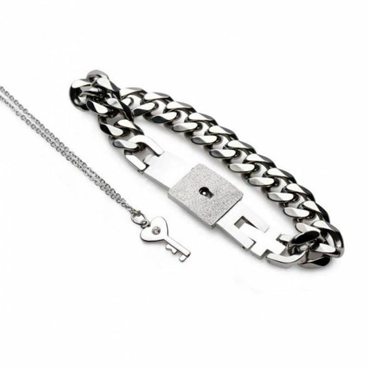 House Of Dasein Chain Locking Bracelet And Key Necklace Lockable Wrist Bondage Bdsm V1257-30577233887370