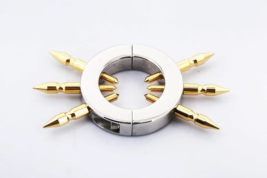 House Of Dasein Golden Spikes Ball Stretcher Metal Scrotum Cock Ring Bdsm Fetish - Gold V1257-30918925516938
