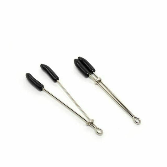 House Of Dasein Metal Double Bell Nipple Clamps Clitoris Clips Bdsm Bondage Restraints Kink - Silver - V1257-31020893143178