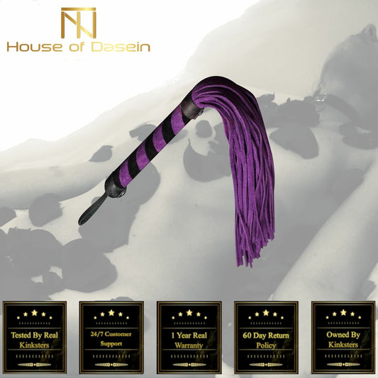 House Of Dasein Purple Real Leather Flogger Spanking Sex Whip Bdsm Impact Play Fetish - Purple V1257-31189182087306