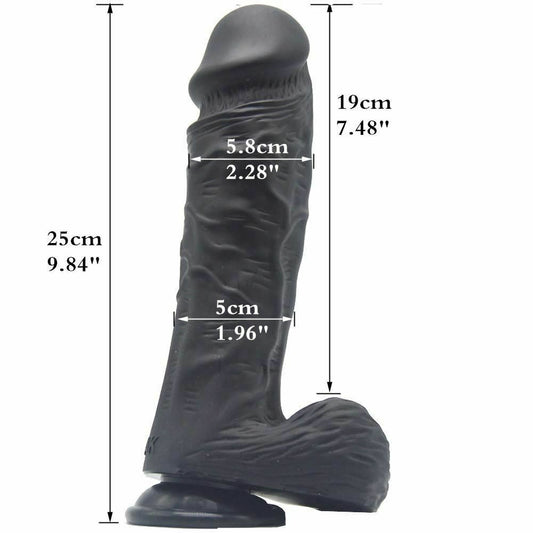 House Of Dasein Silicone Realistic Dildo 25.5Cm Thick Butt Plug Anal Purple - Black