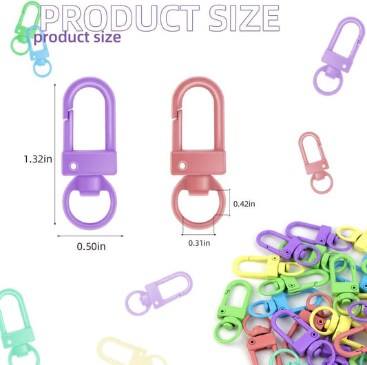 36 Pcs 6 Colors Metal Swivel Lobster Claw Clasps with Key Rings Keychain Lanyards Trigger Snap Hooks Strap V1258-DP02-A-1007