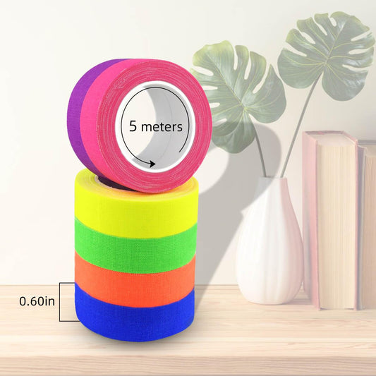 Petluno 6 Color Neon Cloth Tape - Fluorescent UV Blacklight Glow Party Fiesta Reactive in The Dark Gaffer V1258-DP02-A-1020