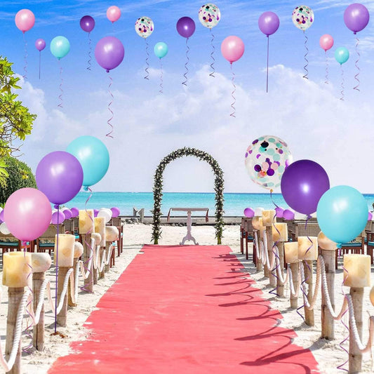 50 Pack Mermaid Party Balloons 12 Inch Light Purple Dark Pink Blue Latex & Confetti Birthday Bridal Shower V1258-DP02-A-1043