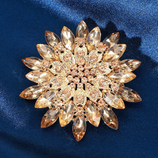 Rhinestone Flower Brooch Pin, 2.55" Fashion Large Crystal Flower Brooches for Women Floral Lapel Pins for V1258-DP02-A-1062