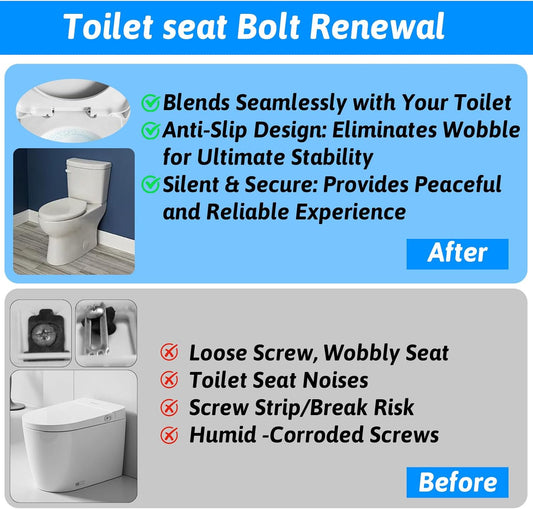 4 Set Stainless Steel Toilet Seat Bolts, 10mm Toilet Seat Screws Replacement Kit with Expanding Rubber Nuts V1258-DP02-A-1069