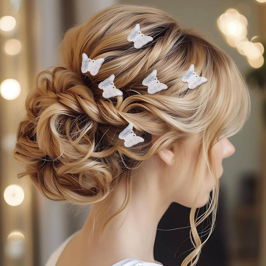 12 PCS Small White Butterfly Hair Clips for Girls, Mini Butterfly Hair Accessories Cute Side Bangs Tiny V1258-DP02-A-1090