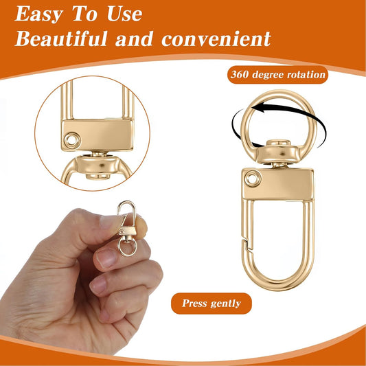 Xindojuz 30 PCS Metal Lobster Claw Clasps for Keychains and Jewelry Making, 360 degrees Swivel Lanyards Snap V1258-DP02-A-1098