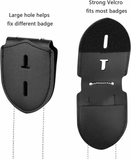 1 Pack Sheriff Badge Shield Holder with Faux Leather Wrapped Heavy Duty Steel Belt Clip with Stainless Steel V1258-DP02-A-1110