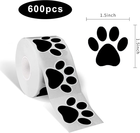 STARLIBOO Paw Print Stickers, 1.5 inch Dog Paw Stickers, 600pcs Puppy Paws Sticker, Clues Paws Print V1258-DP02-A-1127