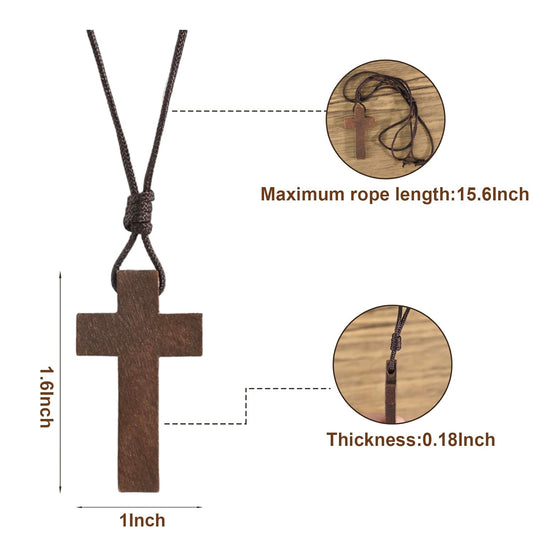 Natural Wooden Cross Necklace for Men&Woman, Crucifix Necklace Men&Woman, Bulk Wooden Small Crosses Gifts for V1258-DP02-A-1137