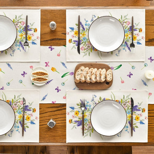Bloom Flowers Tulip Spring Placemats Set of 4, 12x18 Inch Seasonal Table Mats for Party Kitchen Dining V1258-DP02-A-1143