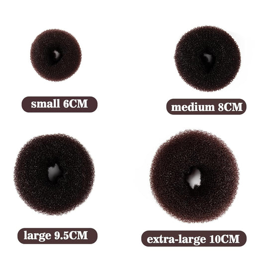 Hair Donut Bun Maker Kit - Updos Sock for Long Hair, Bun Holder with Hair Clips (1 Extra Large, 2 Large, 2 V1258-DP02-A-1161