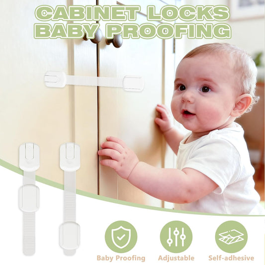 8-pack Child Safety Cabinet Locks, Child-proof Cabinet Locks with 3M Adhesive, No Drilling Required, V1258-DP02-A-1172