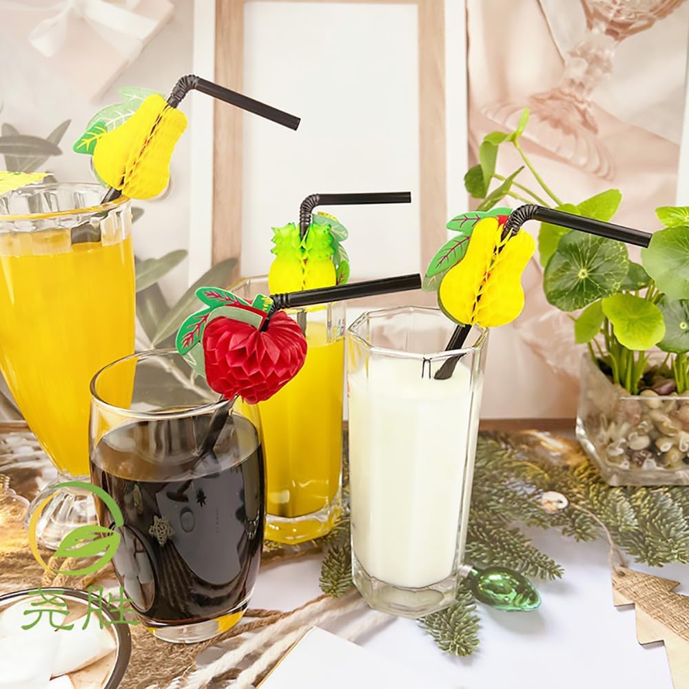 Flexible Plastic Straws Bendable for Drinking, Diameter 5 MM Length 21 CM (8.27 Inches), 100 PCS, Black, V1258-DP02-A-1215