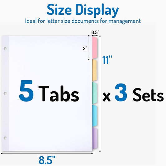 Blank Writable Binder Dividers, 1/5 Cut Tabs, 3 Hole Punch Dividers with Reinforced Edge, Binder Dividers V1258-DP02-A-1231