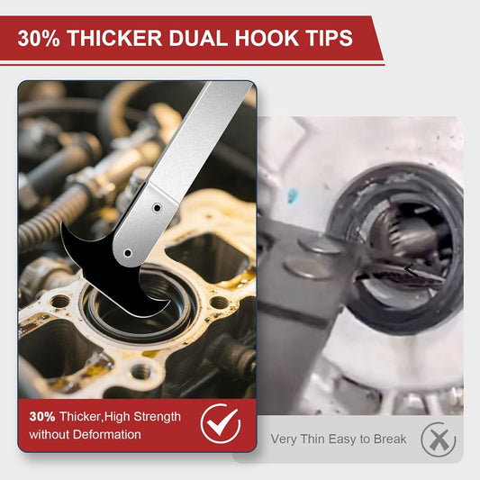 Seal Puller, 3rd Generation Oil Seal Removal Tool with 30% Thicker Dual Hook Tips and Heat-Treated Steel, V1258-DP02-A-1270