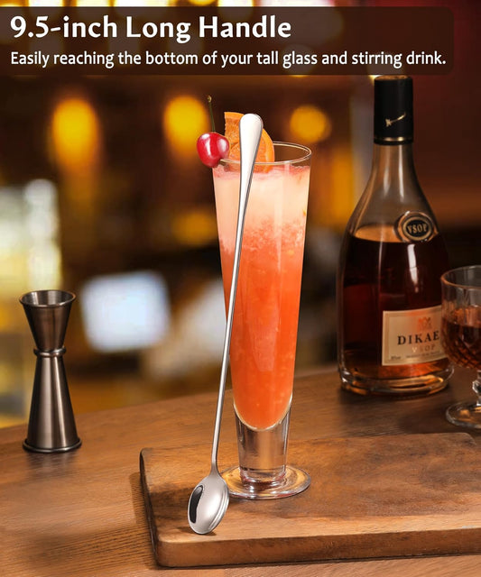 9.5-Inch Long Handle Iced Tea Spoon, Coffee Spoons, Ice Cream Spoons, Stainless Steel Cocktail Stirring V1258-DP02-A-1287