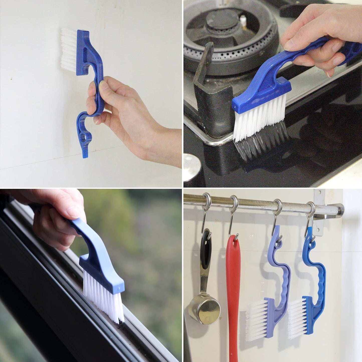 Slick- Window Track Cleaning Brush, 2 Pack, Blue Ergonomic Handle, Built-in Scraper, Multipurpose, Window V1258-DP02-A-1295