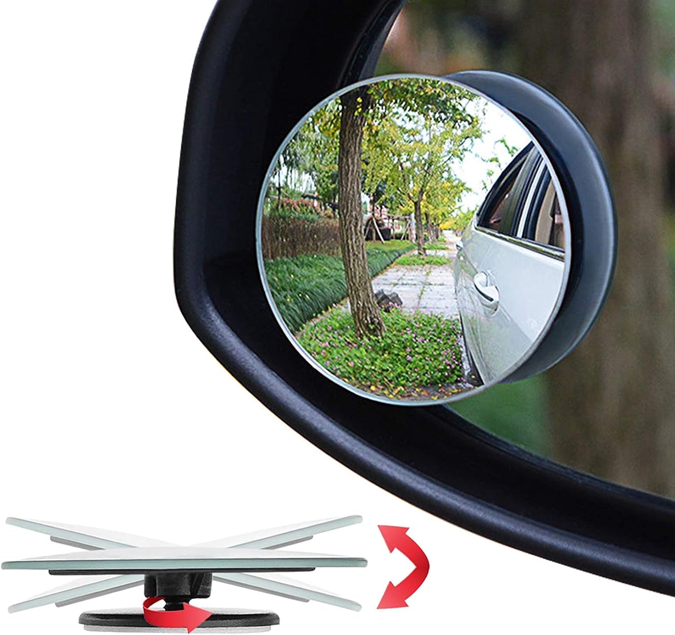 Blind Spot Mirror, 2" Round HD Glass Frameless Convex Rear View Mirror, Pack of 2 V1258-DP02-A-1574