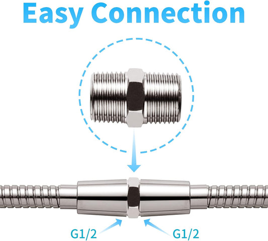 Shower Hose Extension Connector, 1/2 to 1/2 Shower Hose Extender Fitting Extra Long Joint, Used to Connect V1258-DP02-A-176