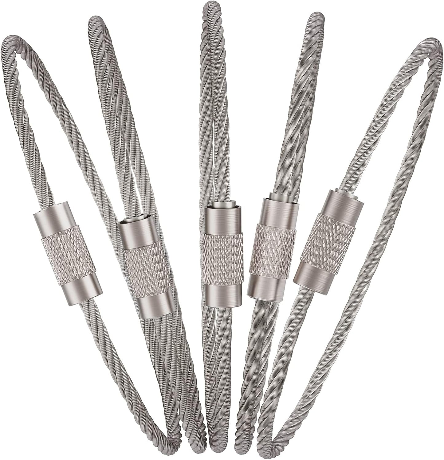 6 Inch Wire Keychain Cable Large Stainless Steel Key Ring Loop for Outdoor Hiking Connectable Luggage Tag V1258-DP02-A-1912