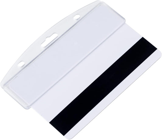 2 Pack Horizontal Half Card Badge Holders with Grippers Hard Transparent Protectors Sleeves Frosted Pouches V1258-DP02-A-1918