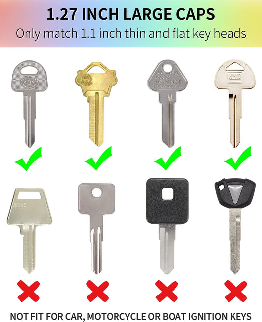 16 PCS 1.3 Inch Large Key Caps Covers Key Identifiers Markers Protectors for Large Thin Flat Key Heads (Not V1258-DP02-A-1924