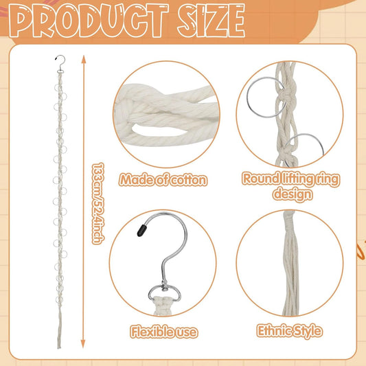 Hanging Braided Hair Clip Organizer with Swivel Hook and 20 Metal Rings, Claw Clip Organizer Daily V1258-DP02-A-1955