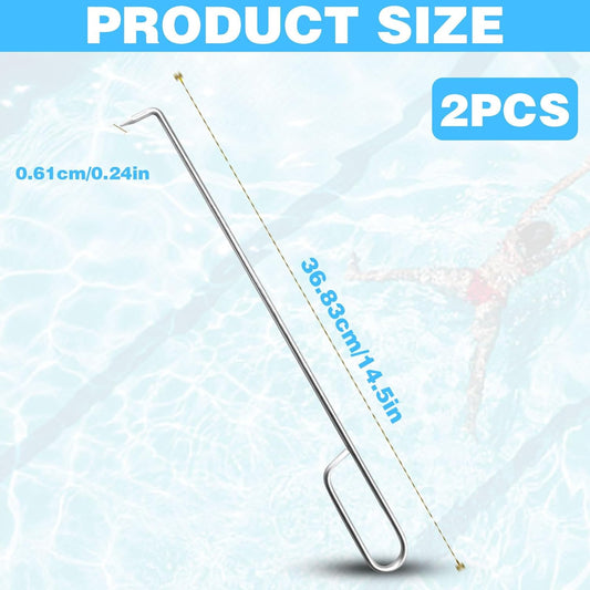 2Pcs Pool Skimmer Hook, Stainless Steel Skimmer Basket Handle Extended Knee Protection Pool Skimmer Basket V1258-DP02-A-1984