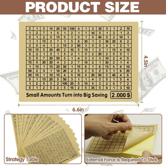 13Pcs Savings Box Accessory Strategy Table Sticker, Money Saving Challenge Supplies,Accessories for Cash, V1258-DP02-A-1986