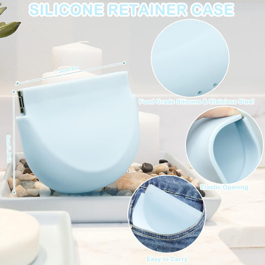 Silicone Retainer Case, Denture Case Retainer Holder with Vent Holes, Portable Retainer Cleaner Case for V1258-DP02-A-1989
