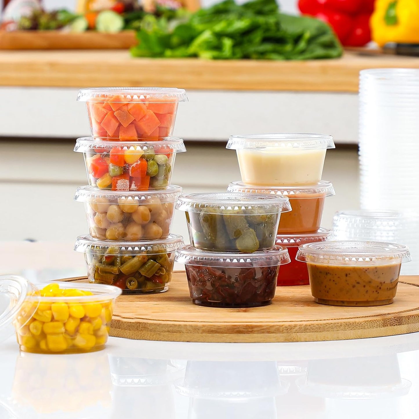 60 Sets - 2 oz Jello Shot Cups, Portion Cups With Lids, Small Plastic Containers with Lids, Airtight and V1258-DP02-A-2139