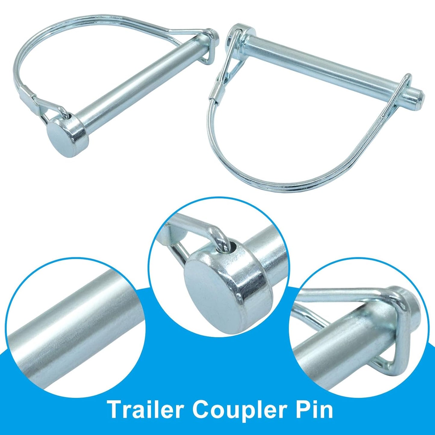 2 Pack Trailer Coupler Pin, Zinc Plated Carbon Steel Locking Pin, 5/16" x 2.75" Medium Hitch Pin for V1258-DP02-A-2238