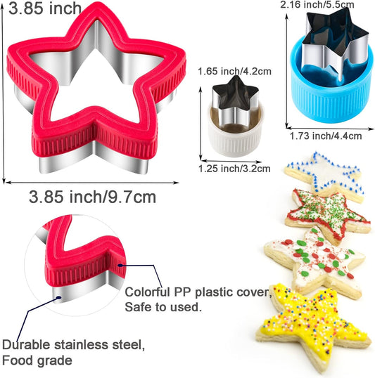 Star Cookie Cutters Set Sandwich Cutters for Kids 9 pieces Shaped Biscuit Fondant Cake Cheese Pastry Molds V1258-DP02-A-23